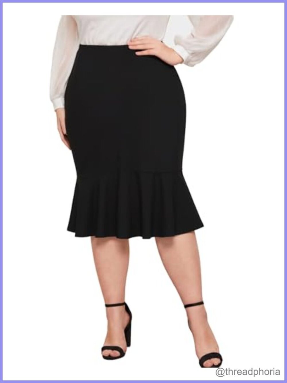 Womens Plus Size Pencil Skirt High Waist Midi Fishtail Office Skirt